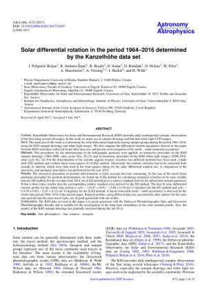 Solar Differential Rotation in the Period 1964–2016 Determined by the Kanzelhöhe Data Set