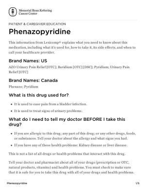 Phenazopyridine | Memorial Sloan Kettering Cancer Center