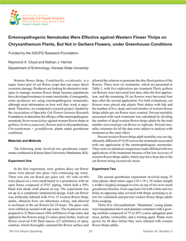 Entomopathogenic Nematodes Were Effective Against Western Flower Thrips on Chrysanthemum Plants, but Not in Gerbera Flowers
