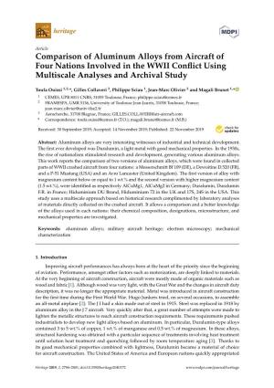 Comparison of Aluminum Alloys from Aircraft of Four Nations Involved in the WWII Conﬂict Using Multiscale Analyses and Archival Study