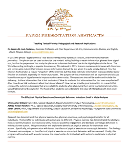 Download the Paper Presentation Abstracts