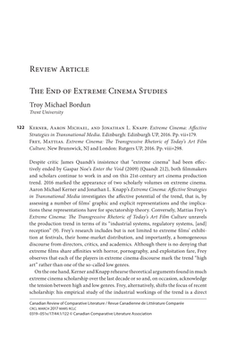 Review Article the End of Extreme Cinema Studies