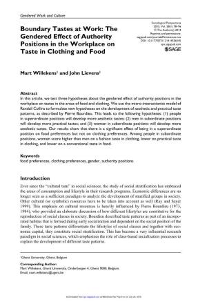 The Gendered Effect of Authority Positions in the Workplace on Taste in Clothing and Food