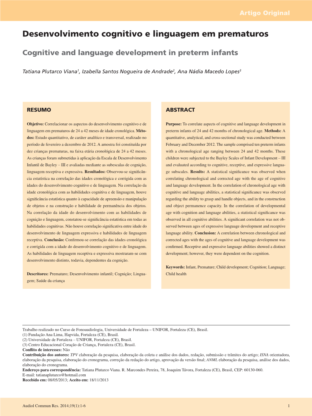 Cognitive and Language Development in Preterm Infants