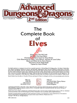 The Complete Book of Elves Credits