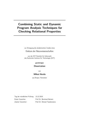 Combining Static and Dynamic Program Analysis Techniques for Checking Relational Properties