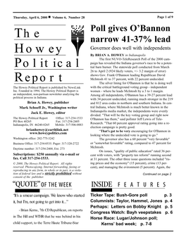 The Howey Political Report Is Published by Newslink with the Critical Battleground Voting Group - Independent Inc