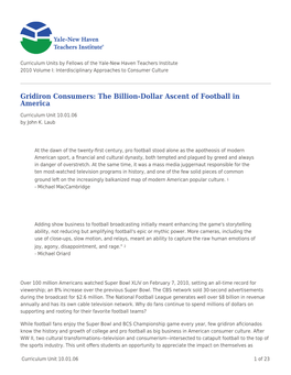 Gridiron Consumers: the Billion-Dollar Ascent of Football in America