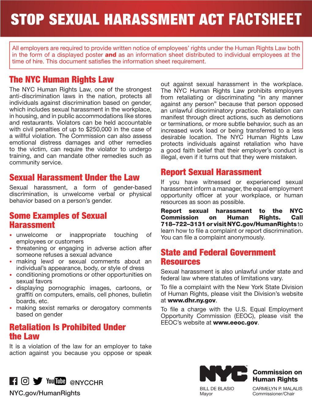 Stop Sexual Harassment Act Factsheet