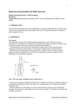 Reference Test Procedure for Field Vane Tests