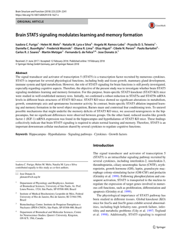 Brain STAT5 Signaling Modulates Learning and Memory Formation