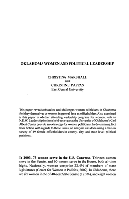 Oklahoma Women and Political Leadersidp