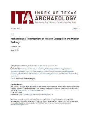 Archaeological Investigations at Mission Concepción and Mission Parkway