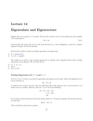 Lecture 14 Eigenvalues and Eigenvectors