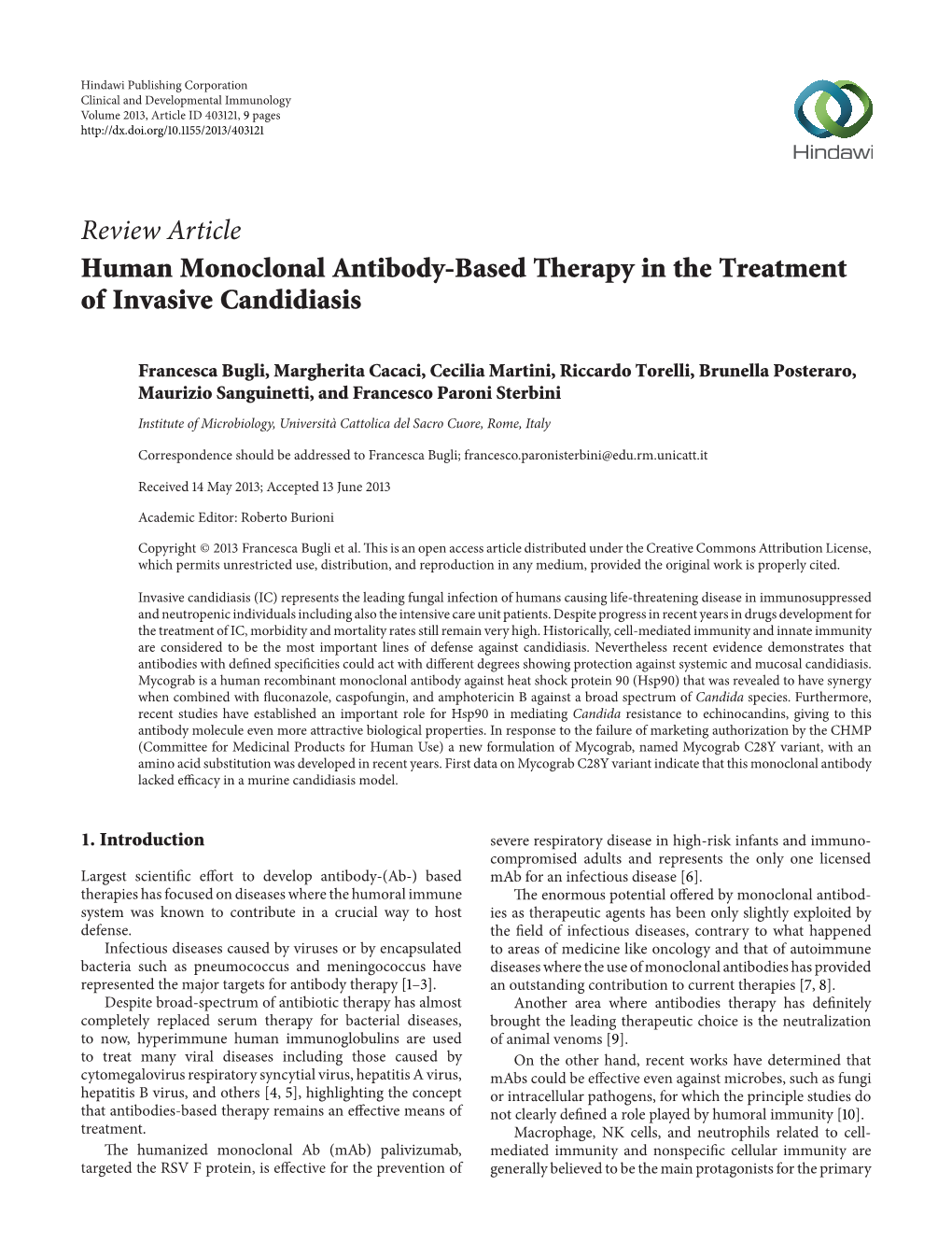 Human Monoclonal Antibody-Based Therapy in the Treatment of Invasive Candidiasis