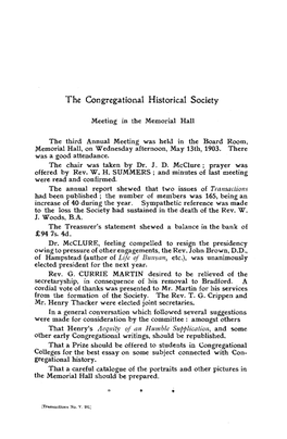 The Congregational Historical Society