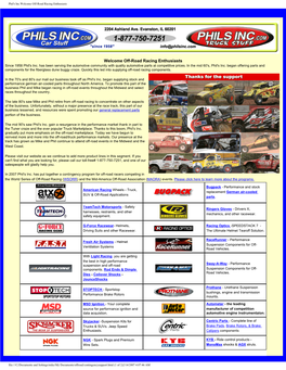 Phil's Inc.Welcome Off-Road Racing Enthusiasts