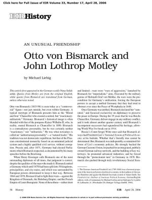 An Unusual Friendship: Otto Von Bismarck and John Lothrop Motley