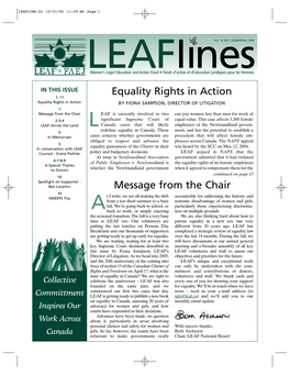 Equality Rights in Action Message from the Chair
