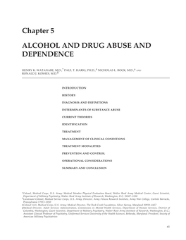 War Psychiatry, Chapter 5, Alcohold and Drug Abuse and Dependence