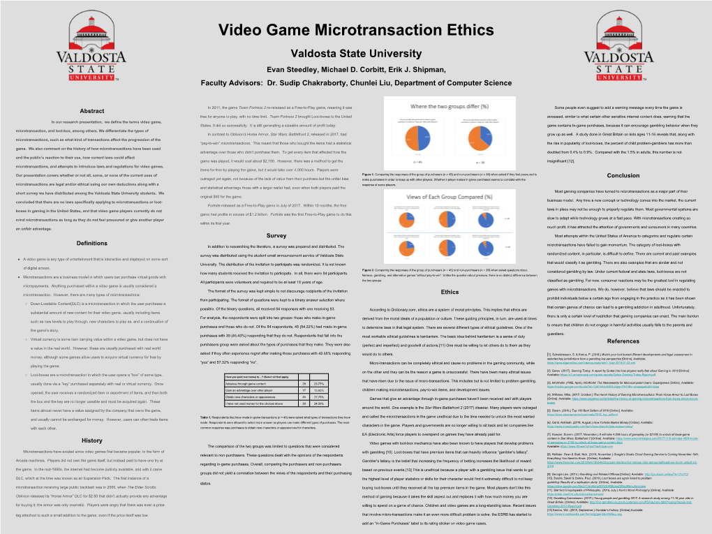 Video Game Microtransaction Ethics Valdosta State University Evan Steedley, Michael D