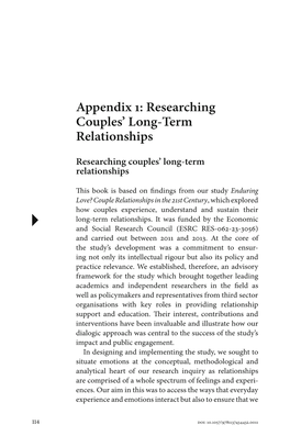 Appendix 1: Researching Couples' Long-Term Relationships