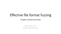 Effective File Format Fuzzing