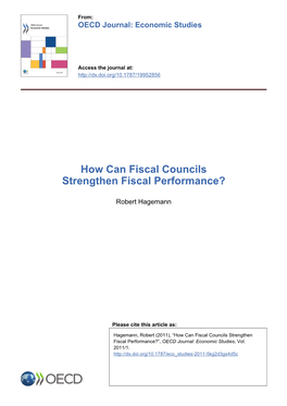 How Can Fiscal Councils Strengthen Fiscal Performance?
