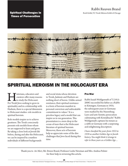 Spiritual Heroism in the Holocaust Era