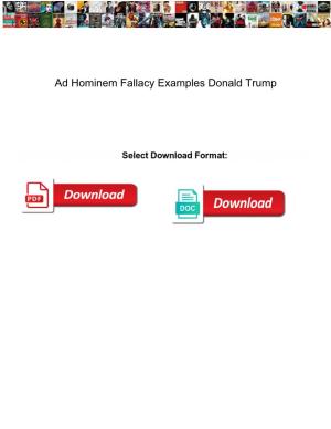 Ad Hominem Fallacy Examples Donald Trump