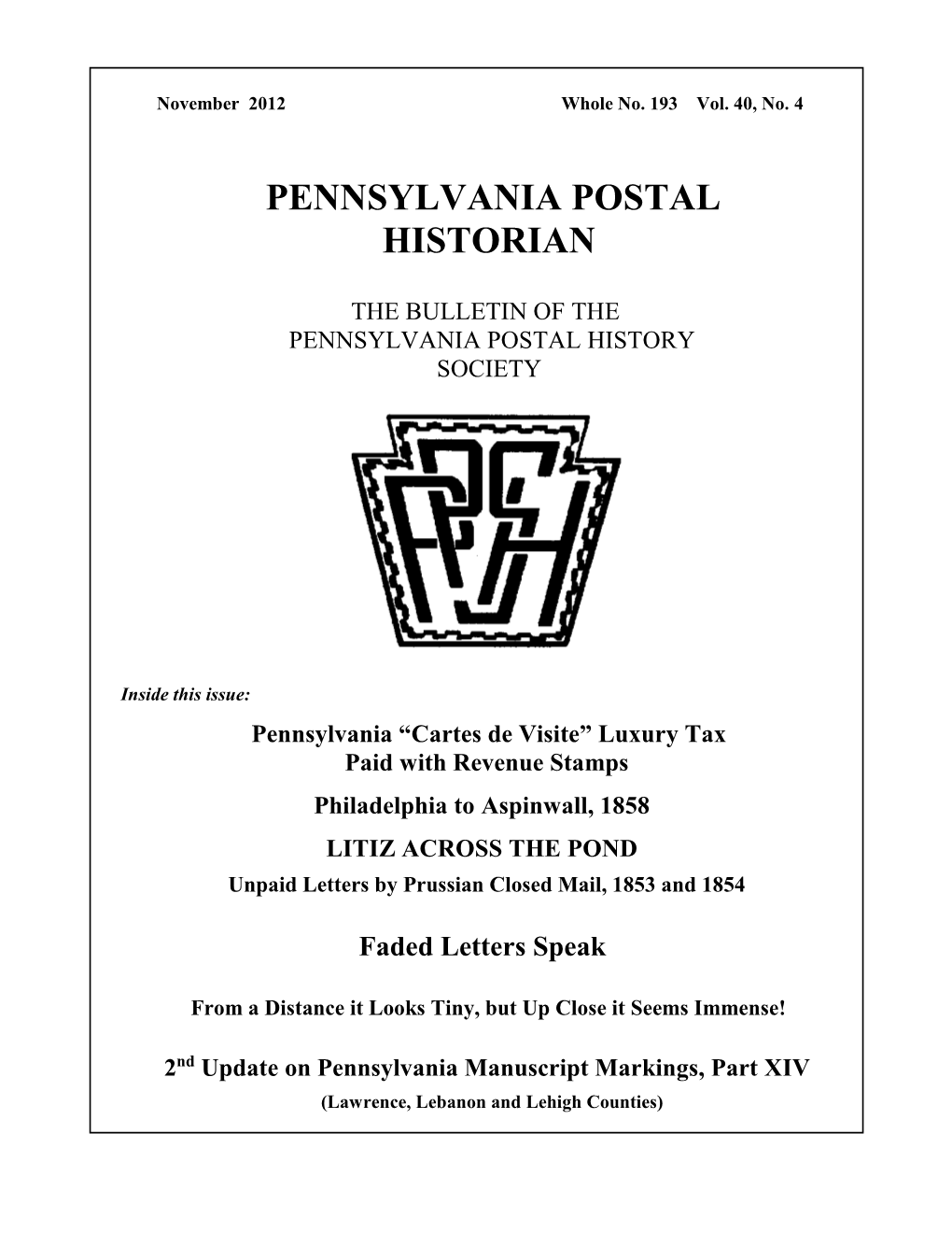 Pennsylvania Postal History Society