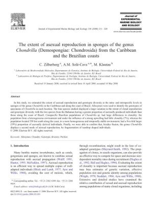 The Extent of Asexual Reproduction in Sponges of the Genus Chondrilla (Demospongiae: Chondrosida) from the Caribbean and the Brazilian Coasts ⁎ C