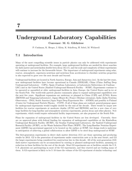 7 Underground Laboratory Capabilities