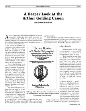 A Deeper Look at the Arthur Golding Canon by Robert Prechter