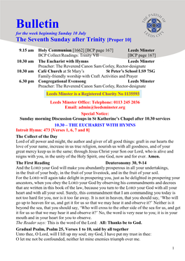 Bulletin for the Week Beginning Sunday 10 July the Seventh Sunday After Trinity [Proper 10]