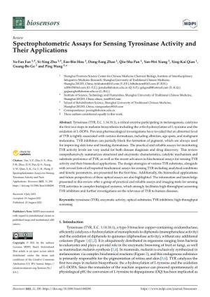 Spectrophotometric Assays for Sensing Tyrosinase Activity and Their Applications