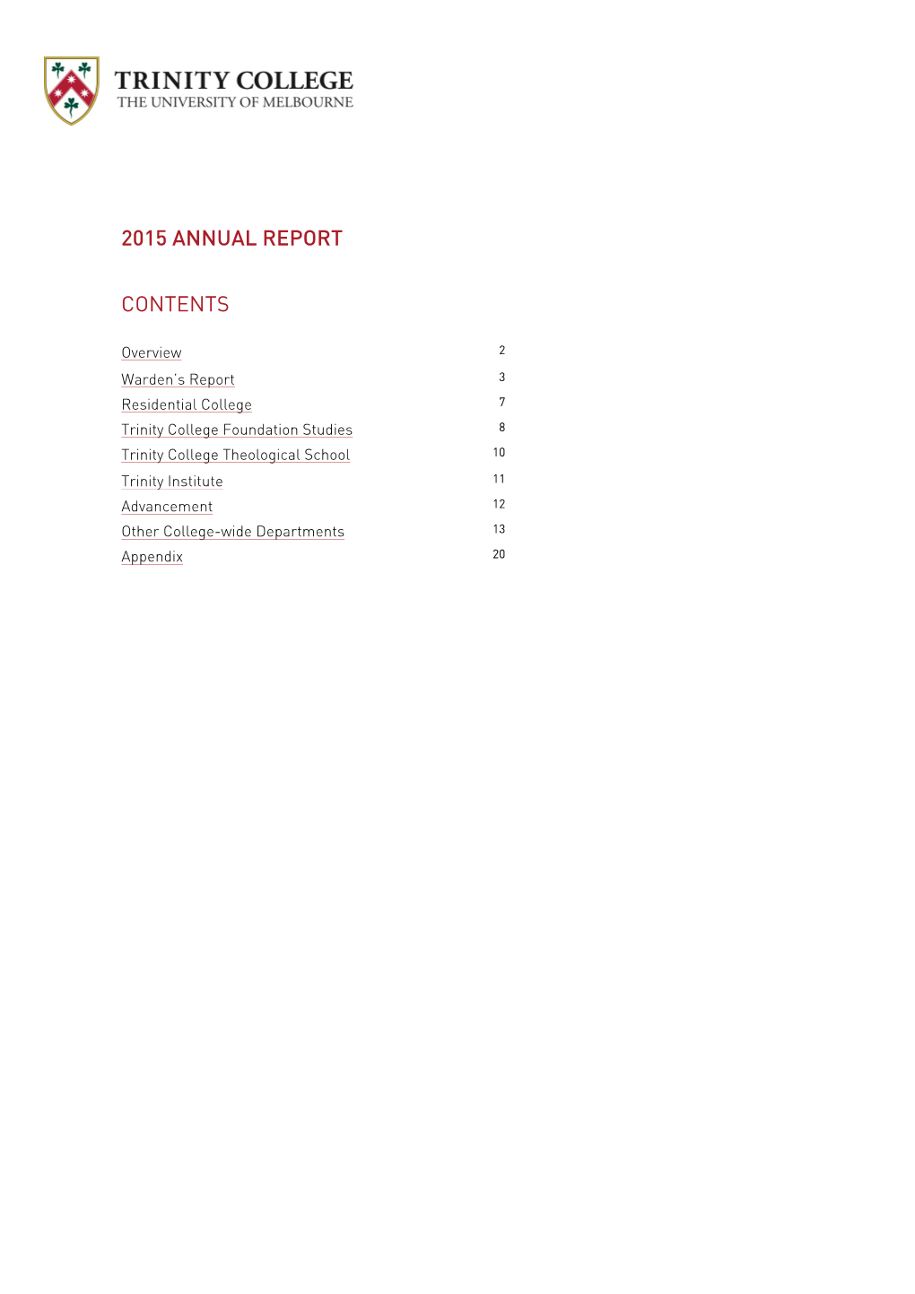 2015 Annual Report Contents