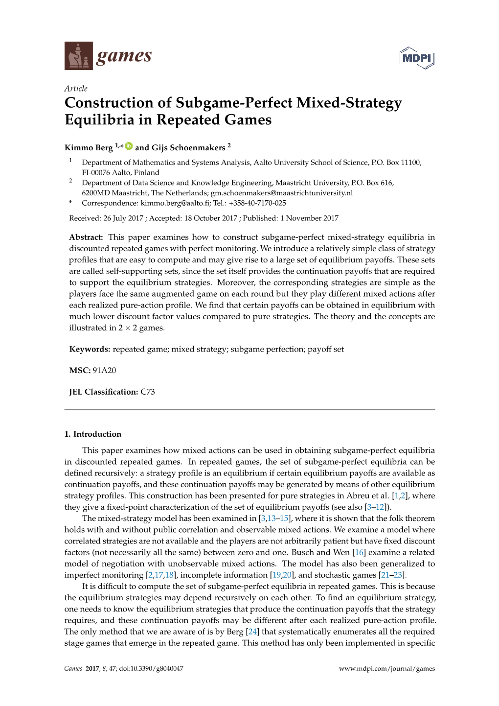 Construction of Subgame-Perfect Mixed-Strategy Equilibria in Repeated Games