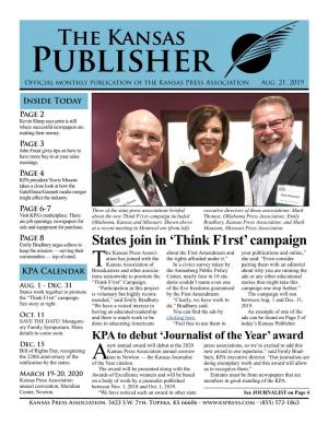 Kansas Publisher Official Monthly Publication of the Kansas Press Association Aug