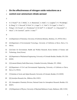 Control Over Ammonium Nitrate Aerosol