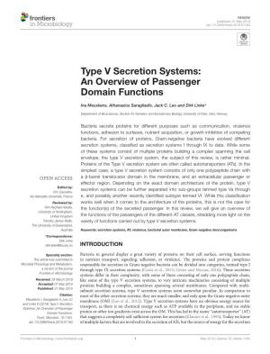 Type V Secretion Systems: an Overview of Passenger Domain Functions