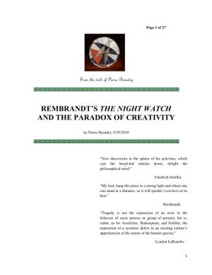 Rembrandt's the Night Watch and the Paradox of Creativity