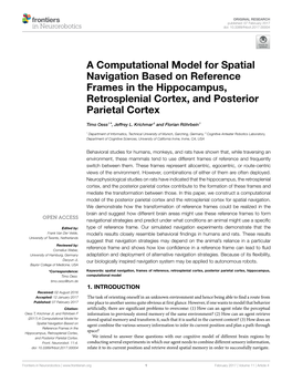 A Computational Model for Spatial Navigation Based on Reference Frames in the Hippocampus, Retrosplenial Cortex, and Posterior Parietal Cortex