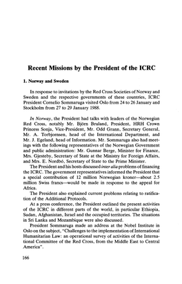 Recent Missions by the President of the ICRC