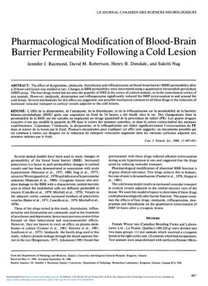 Pharmacological Modification of Blood-Brain Barrier Permeability Following a Cold Lesion Jennifer J