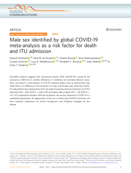 Male Sex Identified by Global COVID-19 Meta-Analysis As a Risk