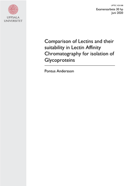 Comparison of Lectins and Their Suitability in Lectin Affinity Chromatography for Isolation of Glycoproteins
