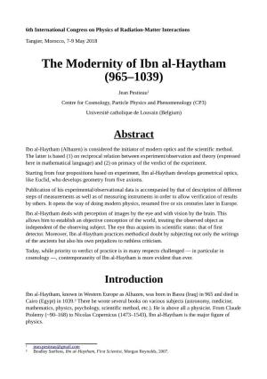 The Modernity of Ibn Al-Haytham (965–1039)