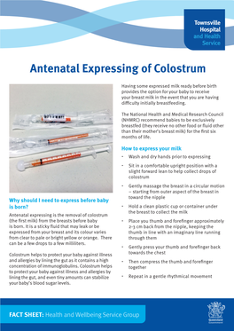Antenatal Expressing of Colostrum