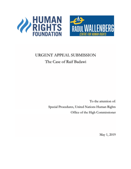 URGENT APPEAL SUBMISSION the Case of Raif Badawi